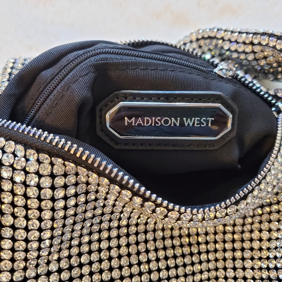 New Madison West Crystal Rhinestone Knotted Handle Handbag - Picture 11 of 14